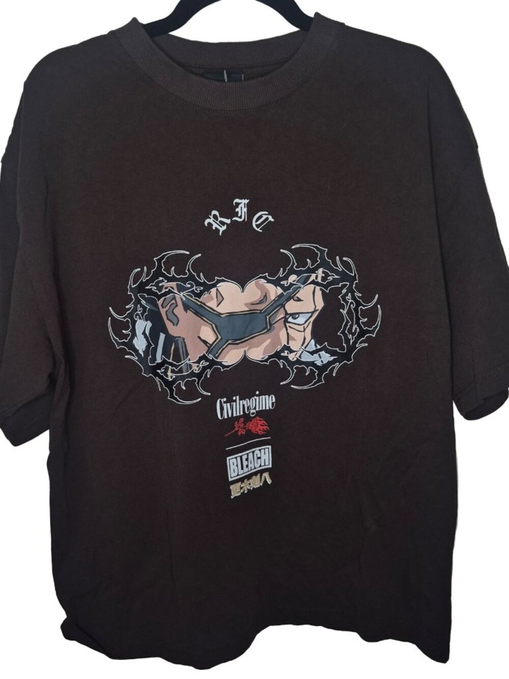 Civil regime x Bleach Grimmjow brown sz S Graphic Oversized T-Shirt bodybuilding